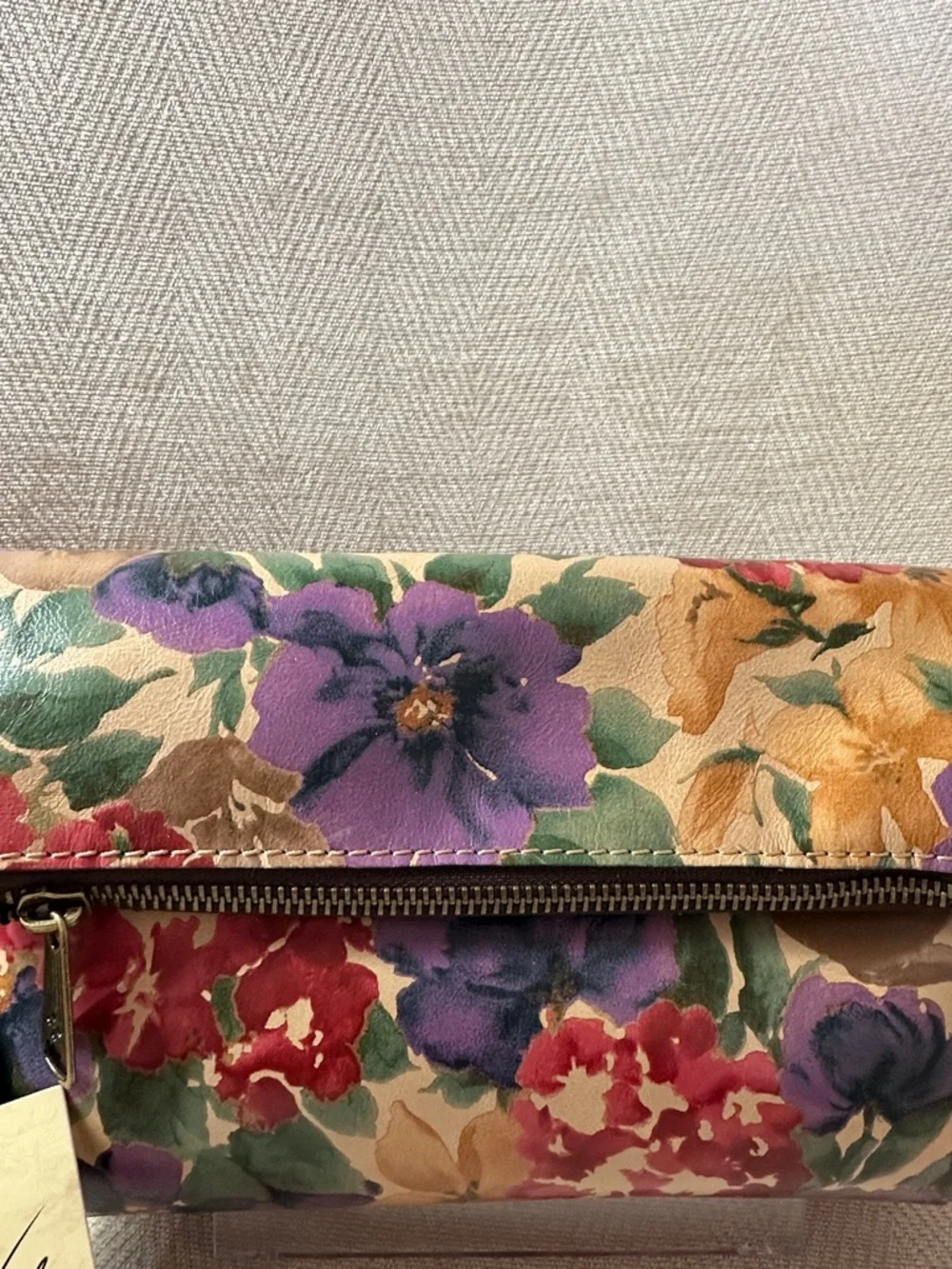 Patricia Nash Floral Fold-Over Leather Wristlet Clutch - Multi